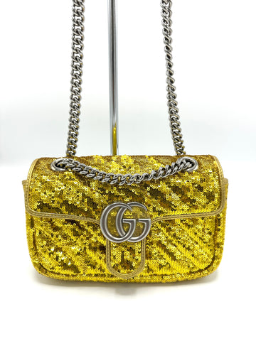 Gold Sequins Marmont SHW Chain Flap