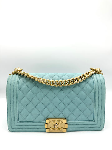 STORE CREDIT (Total Cost $4200) Tiffany Blue Caviar GHW Medium Boy Bag