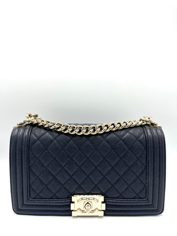 SOLD LAYAWAY Charcoal Grey Caviar GHW Medium Boy Bag