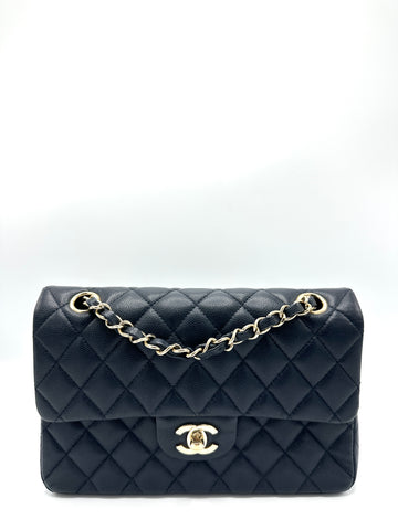 Navy Caviar GHW Small Double Flap