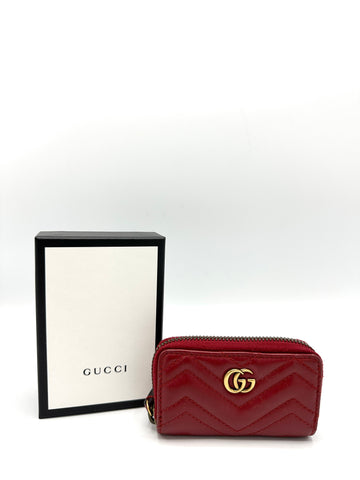 Red GG Marmont Zippy Key Wallet