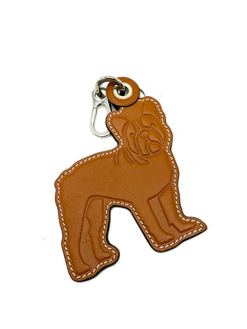 Brown Embossed Frenchie Bag Charm