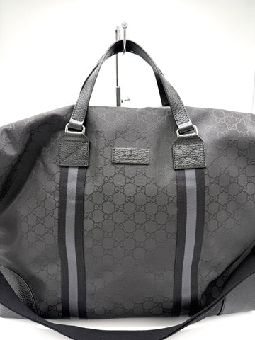 Black Guccissima Canvas Boston Travel Bag