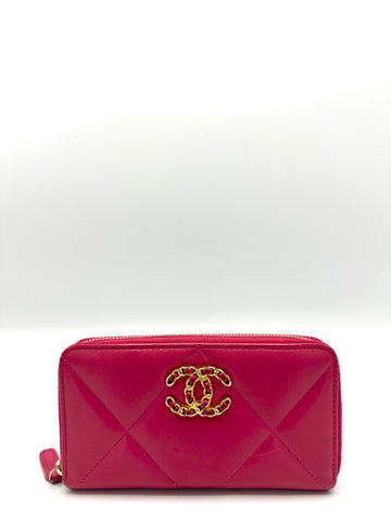 Pink Chanel 19 GHW Compact Wallet