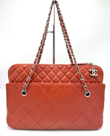 Grapefruit Lambskin In The Business SHW Chain Tote