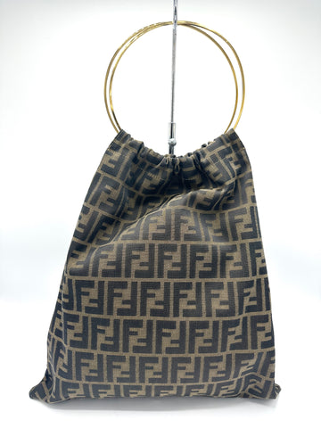 Brown Zucca Gold Circle Handle Bag
