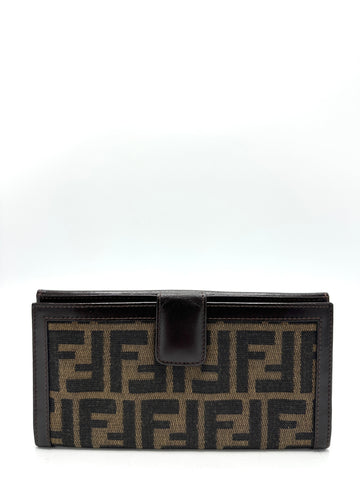 Brown Zucca Double Pocket Long Wallet