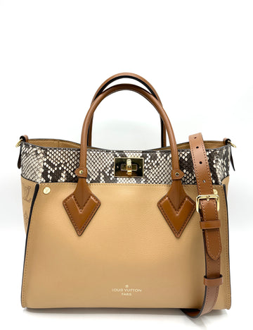 Camel Pebbled Leather Python Monogram On My Side