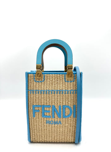 Blue Raffia Sunshine Mini Tote