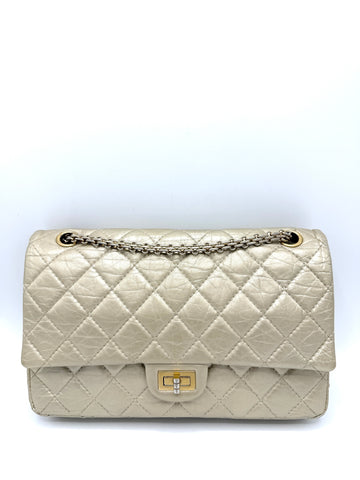 Metallic Gold Distressed Calfskin SHW Reissue Double Flap