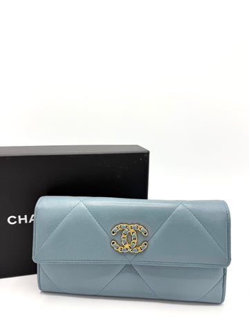 Pale Blue 19 Flap Long Wallet