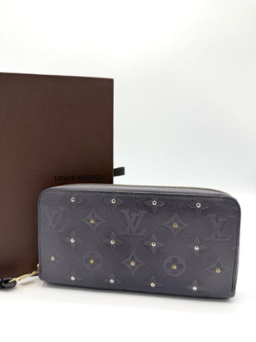 Metallic Gold/Silver Studded Empreinte Long Zippy Wallet