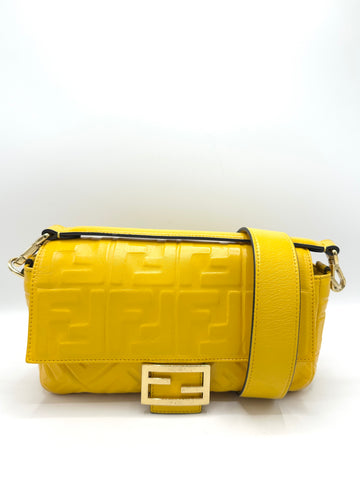 Yellow Embossed Zucca GHW Baguette