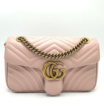 Light Pink Chevron GHW Marmont Flap Bag