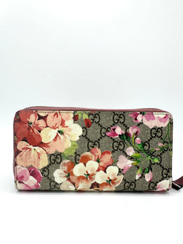 GG Supreme Pink Blooms Zippy Wallet