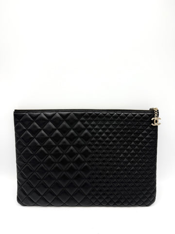 Black Multi Quilt Matelasse GHW CC Zip Clutch