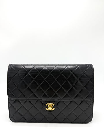 Black 24K CC Quilted Lambskin Flap
