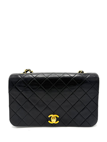 24K CC Black Lambskin Full Flap