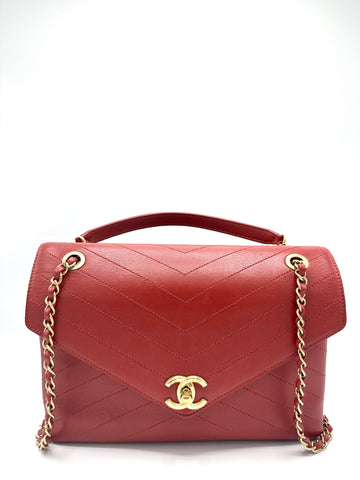Red Chevron Envelope GHW Flap