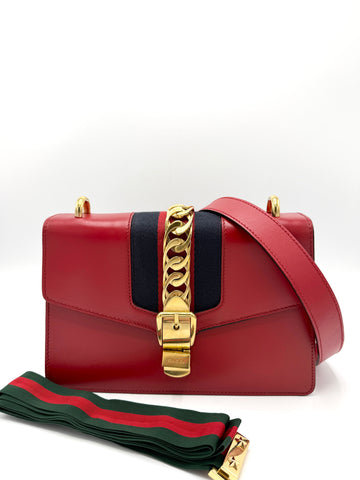 Red Leather Sylvie Flap w/2 Straps