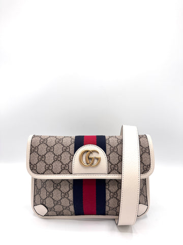 White GG Ophidia Web Bum Bag SZ 90