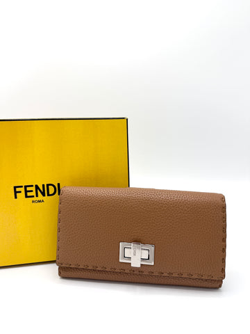 Caramel SHW Peekaboo Flap Long Wallet