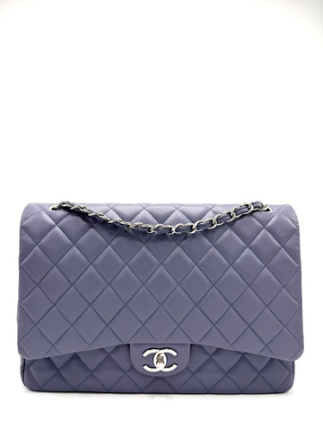 Vesper Violet Lambskin SHW Maxi Double Flap