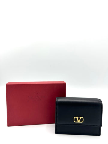Black V GHW Compact Wallet
