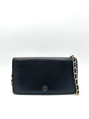 Black CC Long Wallet w/Chain