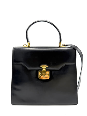 Black Leather GHW Top Handle