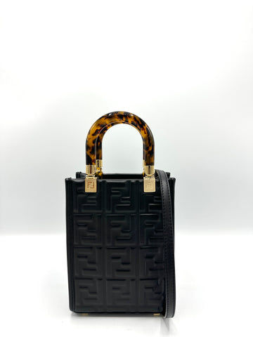 Black FF Embossed Tortoishell Mini Tote