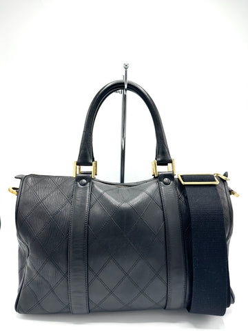 Black Diamond Stitch Boston Bag