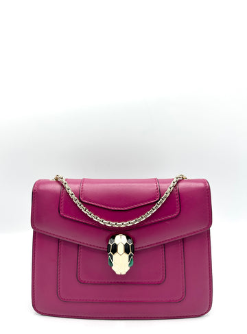 Raspberry Serpenti Square Chain Flap