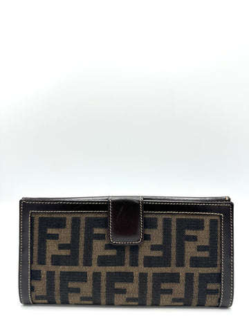 Brown Zucca Double Pocket Long Wallet