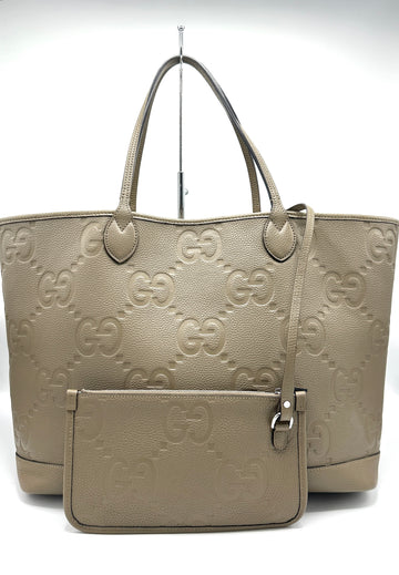 Taupe Jumbo Monogram Calfskin Large Shopper Tote