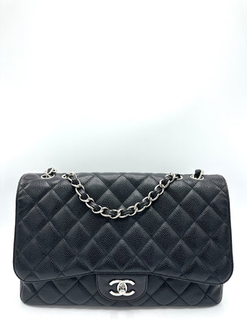 Black Caviar SHW Jumbo Flap bag