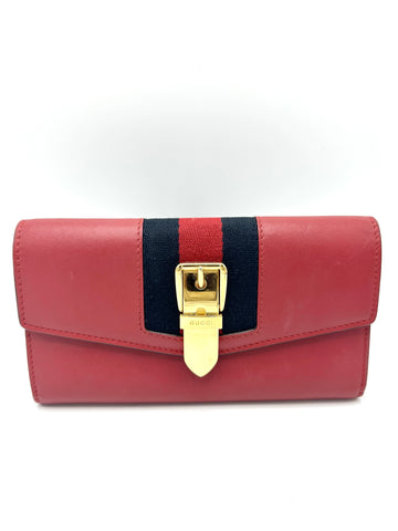 Red Sylvie GHW Flap Wallet