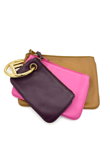 Plum/Pink/Caramel Triple First GHW Clutch