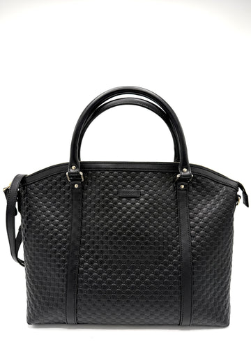 Black Microguccissima Zip Top Handle Tote