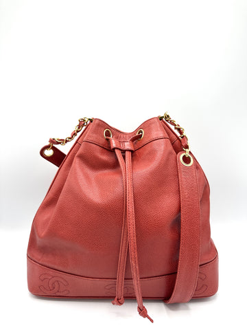24k Red Caviar Triple CC Bucket Crossbody