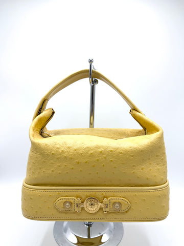 Vintage Yellow Ostrich Top Handle Vanity
