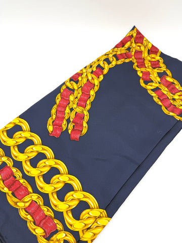 Navy/Red Chain Silk Scarf