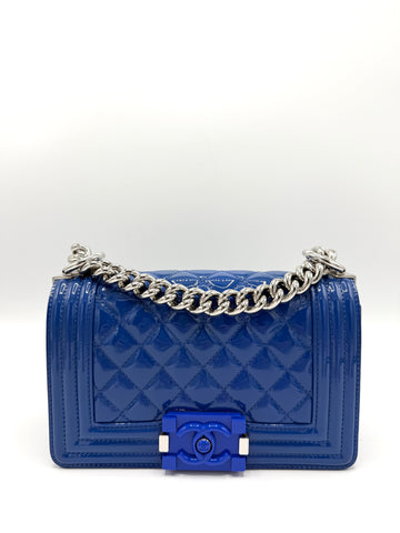 Electric Blue Enamel Clasp SHW Small Boy Bag