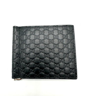 Black Microguccissima Money Clip Bifold Wallet