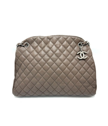 Taupe Brown Caviar Quilted SHW Madamoiselle Chain Tote