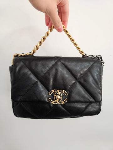Black Medium 19 Flap Bag