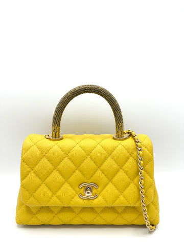STORE CREDIT PURCHASE ($4000 TOTAL) Yellow Caviar Lizard Handle Coco Top Handle